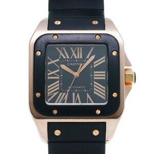 CARTIER Santos 100 LM Black/Noir mens Watches Mechanical Automatic U...